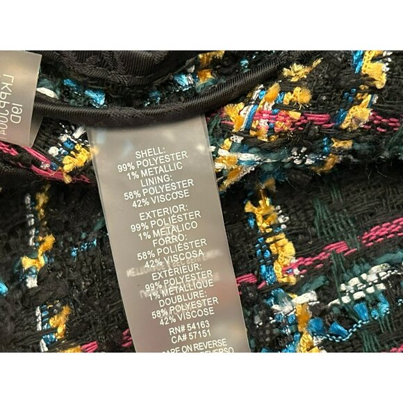 Karl Lagerfeld Paris Tweed Black Tweed Raw Hem Open Front Jacket Size 10 Work - Picture 5 of 6